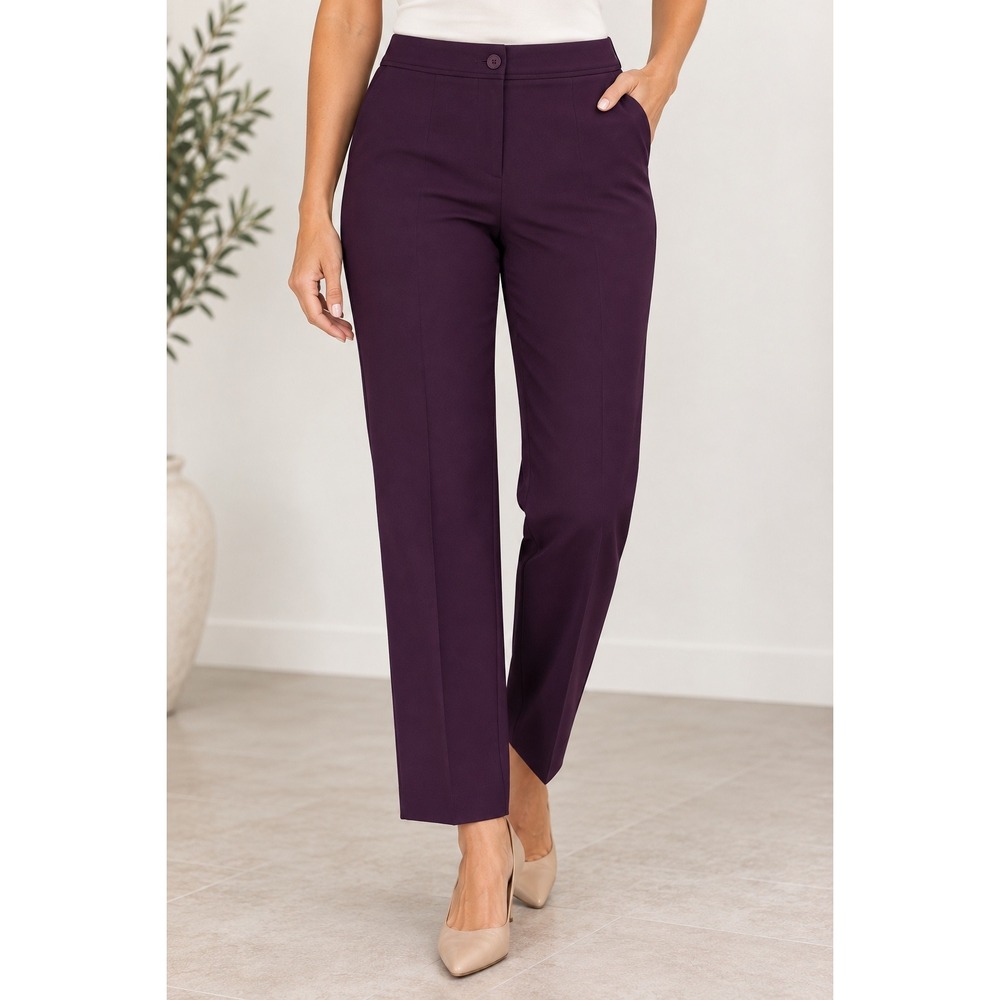 Cleo Womens Purple Straight Leg Dress Pants Stretch Work Trousers Size 14 NEW